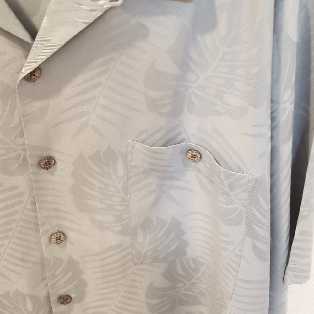 Luau men's shirt finest silk,grayish blue ,XL Camp style. Hawaiian. - Picture 5 of 6